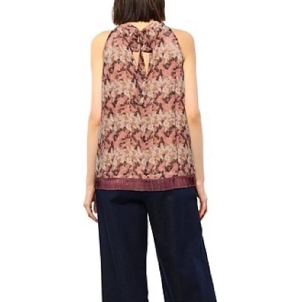 Pinko Women’s Thin LightWeight Lined Top With Fringe And Bow‎ Size 6